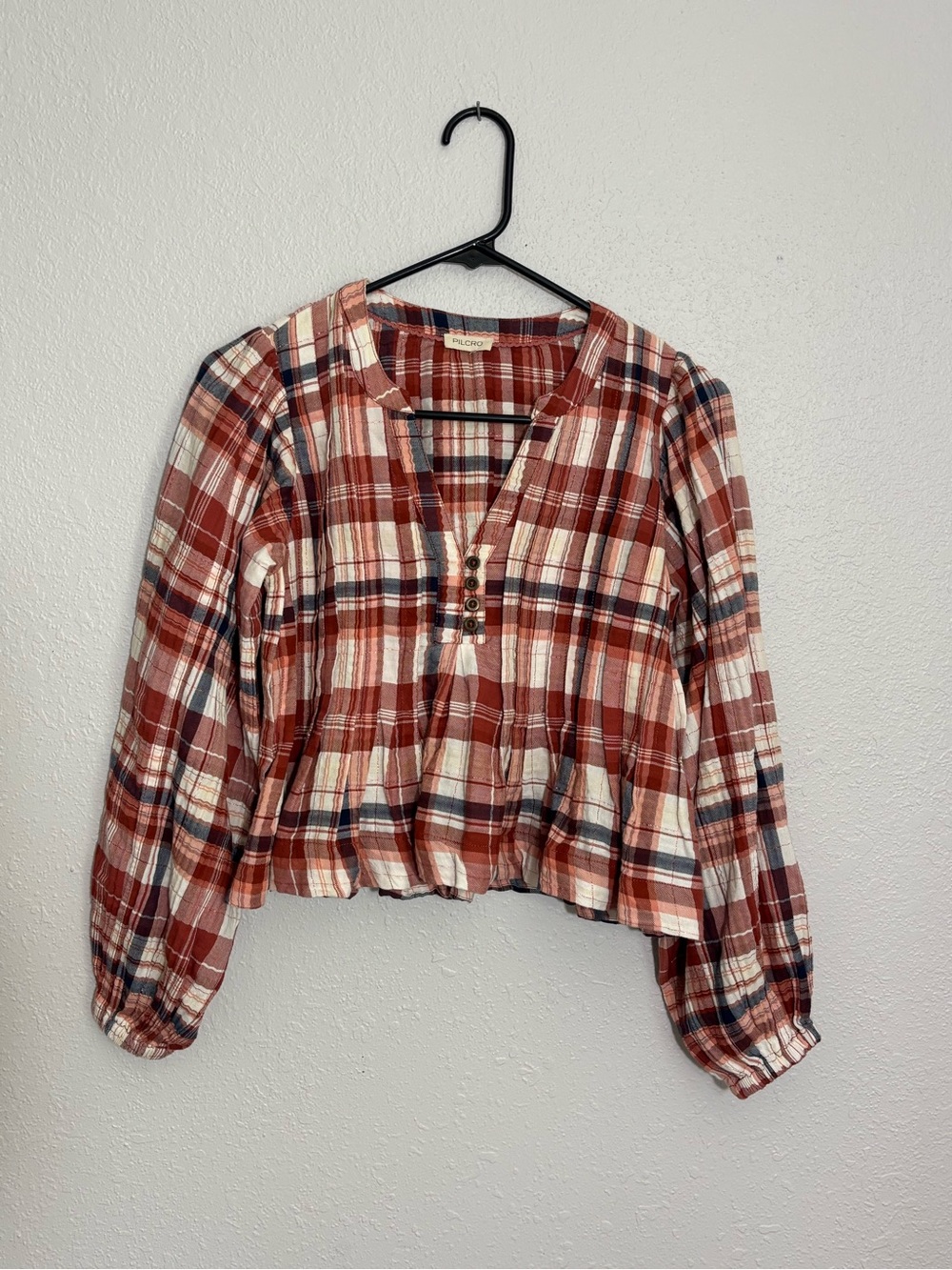 Anthropologie Pilcro Pleated Long Sleeved Swing Blouse